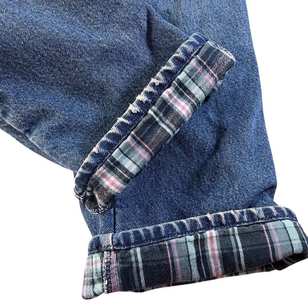 LL Bean Womens Blue Jeans Plaid Lined 14 MT Plaid Lined Original Fit Work Wear - Picture 4 of 14